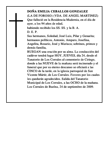 DOÑA EMILIA CEBALLOS GONZALEZ