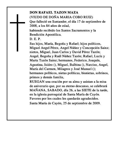 DON RAFAEL TAZON MAZA