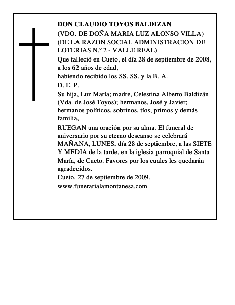 DON CLAUDIO TOYOS BALDIZAN