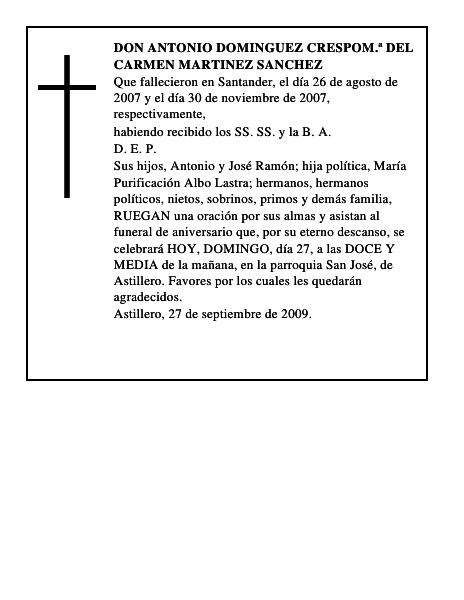 DON ANTONIO DOMINGUEZ CRESPOM.ª DEL CARMEN MARTINEZ SANCHEZ