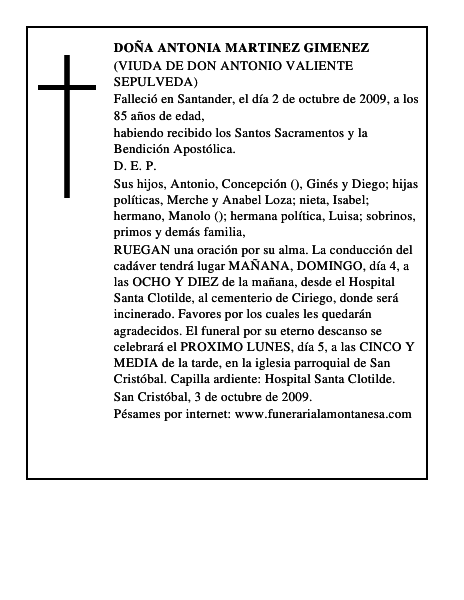 DOÑA ANTONIA MARTINEZ GIMENEZ