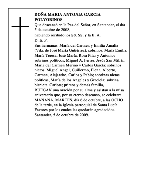 DOÑA MARIA ANTONIA GARCIA POLVORINOS
