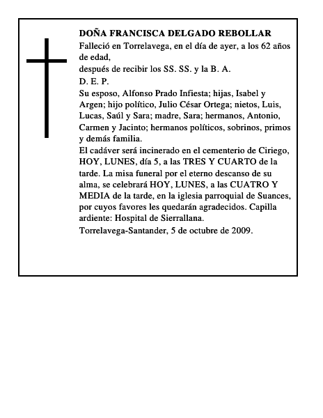 DOÑA FRANCISCA DELGADO REBOLLAR