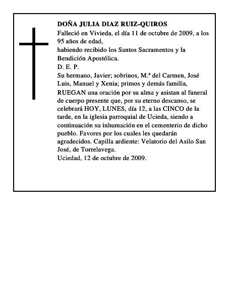 DOÑA JULIA DIAZ RUIZ-QUIROS