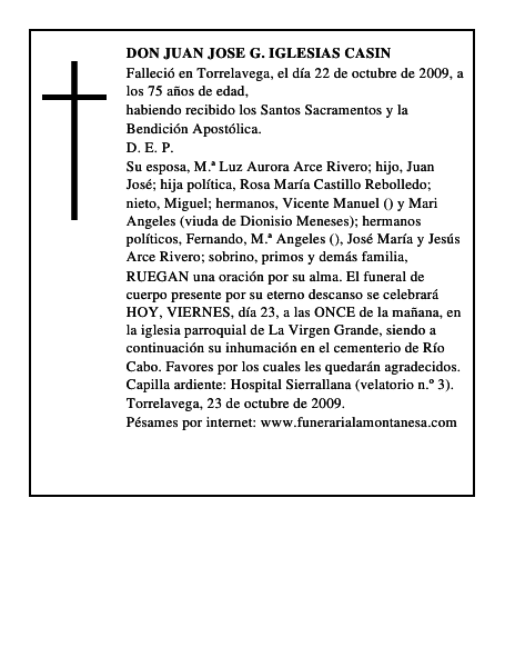 DON JUAN JOSE G. IGLESIAS CASIN