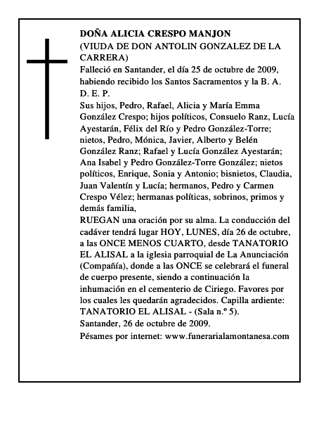 DOÑA ALICIA CRESPO MANJON
