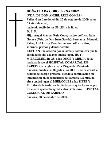 DOÑA CLARA COBO FERNANDEZ