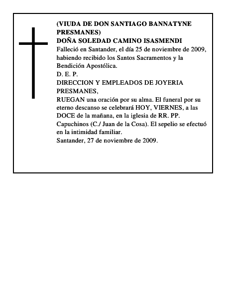 DOÑA SOLEDAD CAMINO ISASMENDI