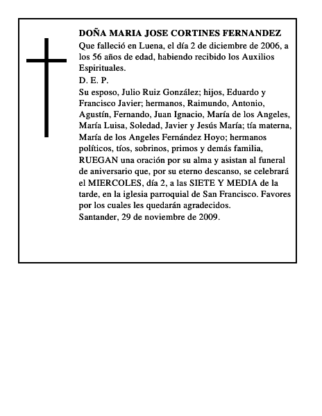 DOÑA MARIA JOSE CORTINES FERNANDEZ