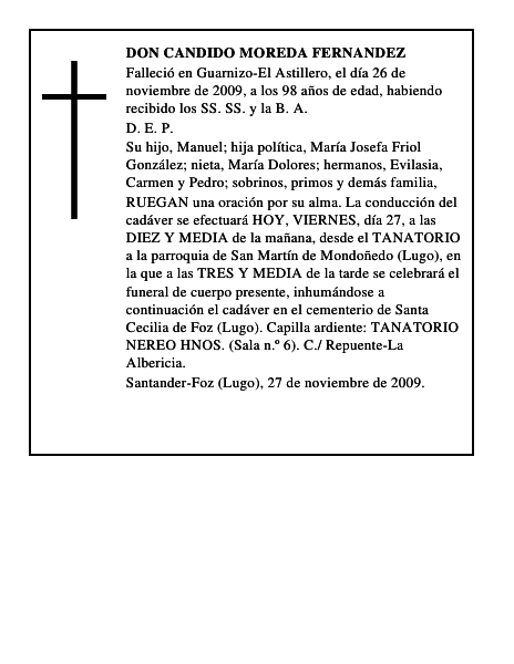 DON CANDIDO MOREDA FERNANDEZ