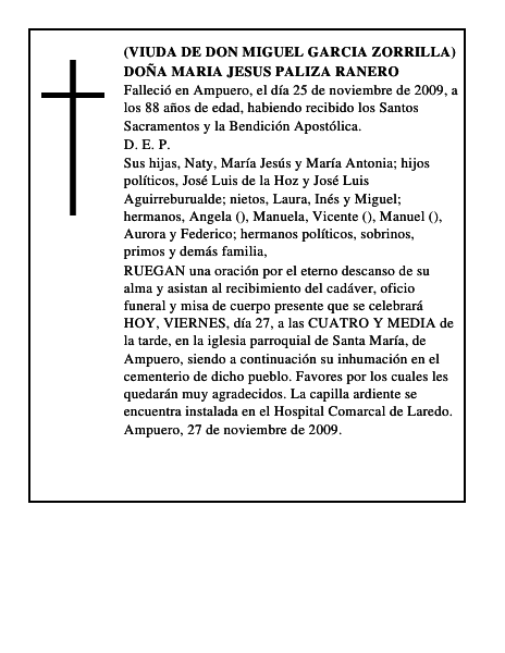 DOÑA MARIA JESUS PALIZA RANERO
