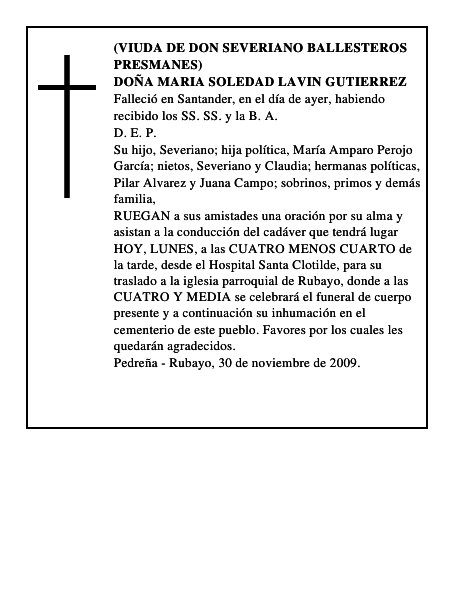 DOÑA MARIA SOLEDAD LAVIN GUTIERREZ
