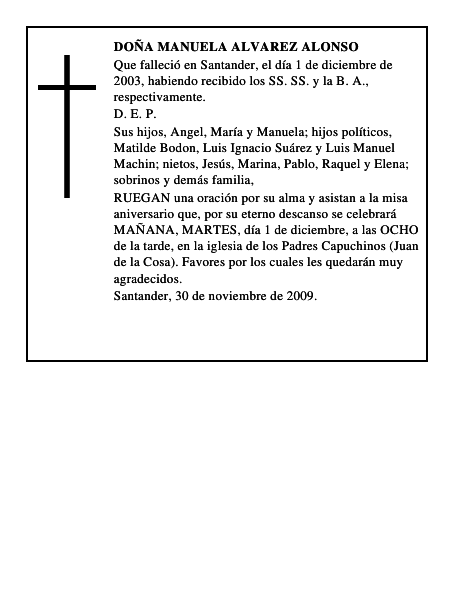 DOÑA MANUELA ALVAREZ ALONSO