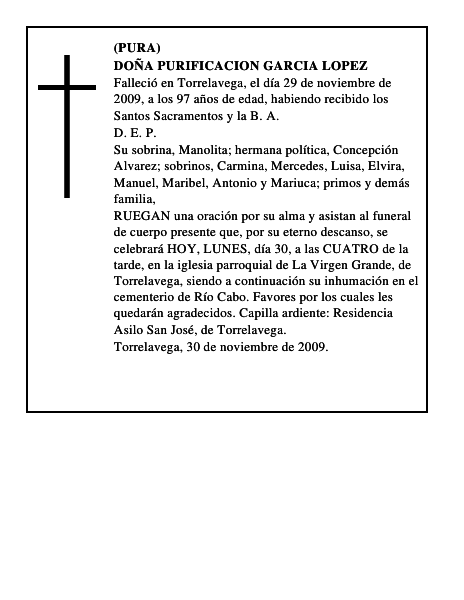 DOÑA PURIFICACION GARCIA LOPEZ
