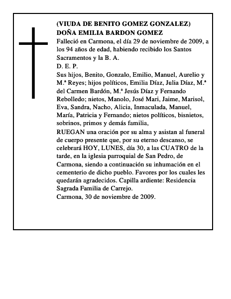 DOÑA EMILIA BARDON GOMEZ