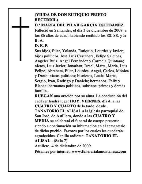 D.ª MARIA DEL PILAR GARCIA ESTEBANEZ