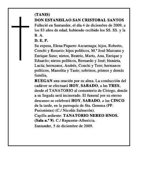 DON ESTANISLAO SAN CRISTOBAL SANTOS