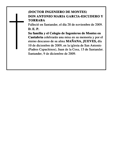 DON ANTONIO MARIA GARCIA-ESCUDERO Y TORRABA