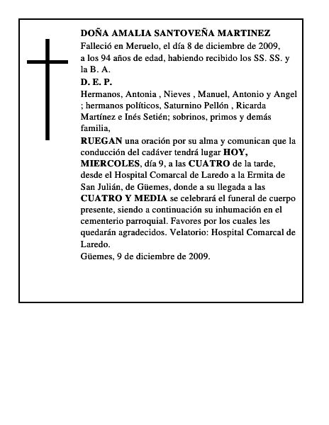DOÑA AMALIA SANTOVEÑA MARTINEZ
