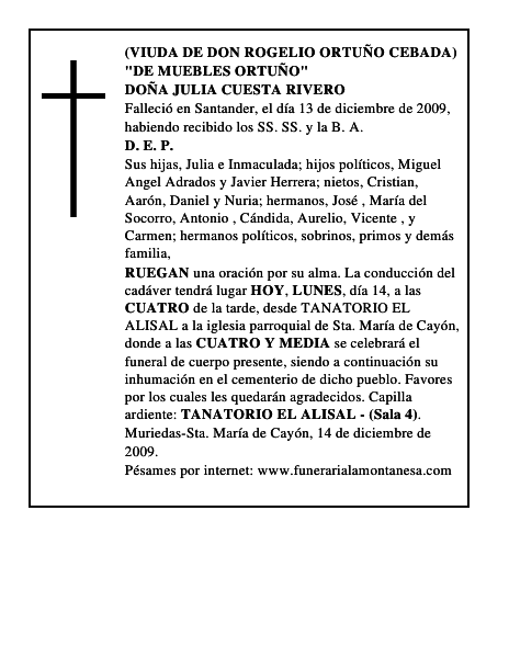 DOÑA JULIA CUESTA RIVERO