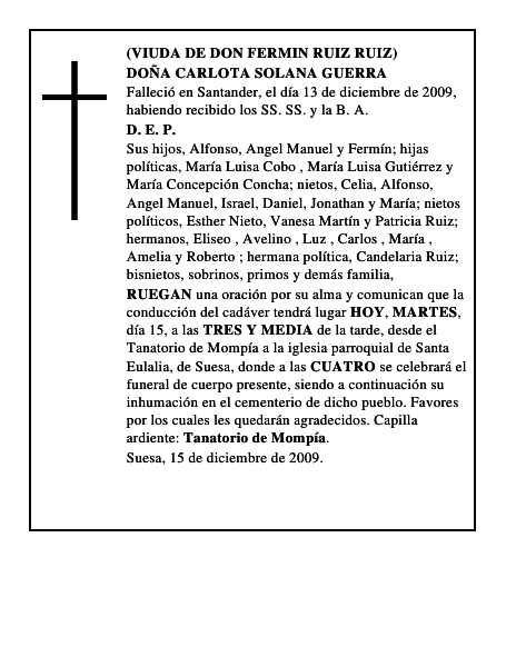DOÑA CARLOTA SOLANA GUERRA