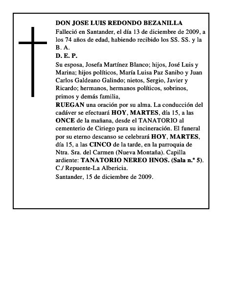 DON JOSE LUIS REDONDO BEZANILLA