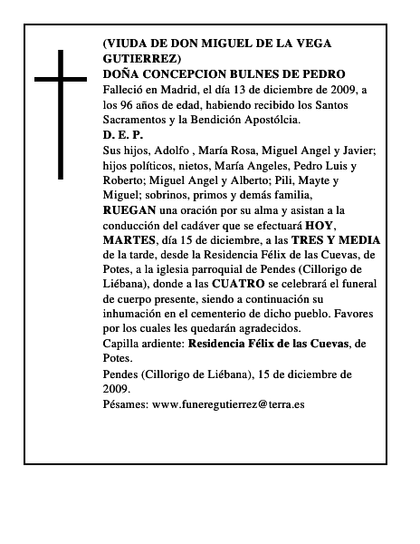 DOÑA CONCEPCION BULNES DE PEDRO