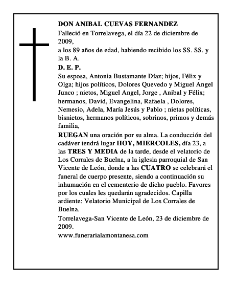 DON ANIBAL CUEVAS FERNANDEZ