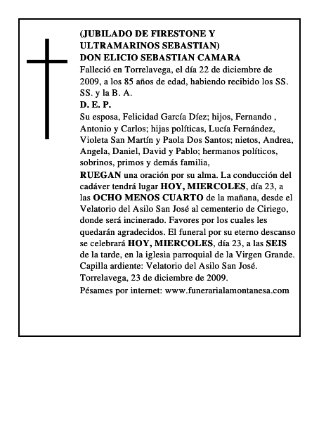 DON ELICIO SEBASTIAN CAMARA