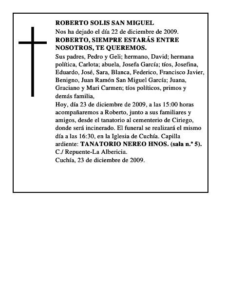ROBERTO SOLIS SAN MIGUEL