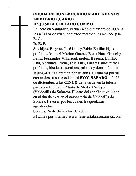 D.ª JOSEFA COLLADO COFIÑO