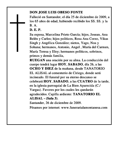 DON JOSE LUIS OBESO FONTE