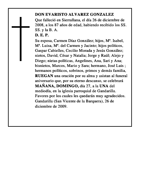 DON EVARISTO ALVAREZ GONZALEZ