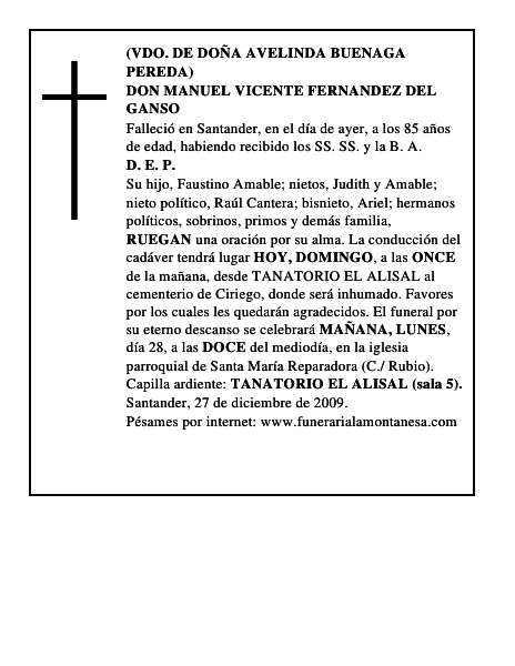 DON MANUEL VICENTE FERNANDEZ DEL GANSO