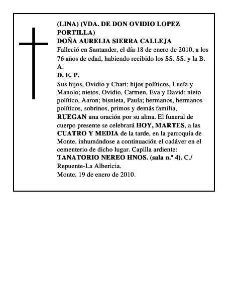 DOÑA AURELIA SIERRA CALLEJA
