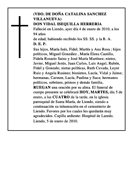 DON VIDAL ISEQUILLA HERRERIA