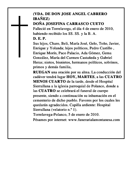 DOÑA JOSEFINA CARRASCO CUETO
