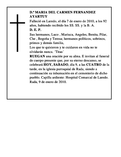 D.ª MARIA DEL CARMEN FERNANDEZ AYARTUY