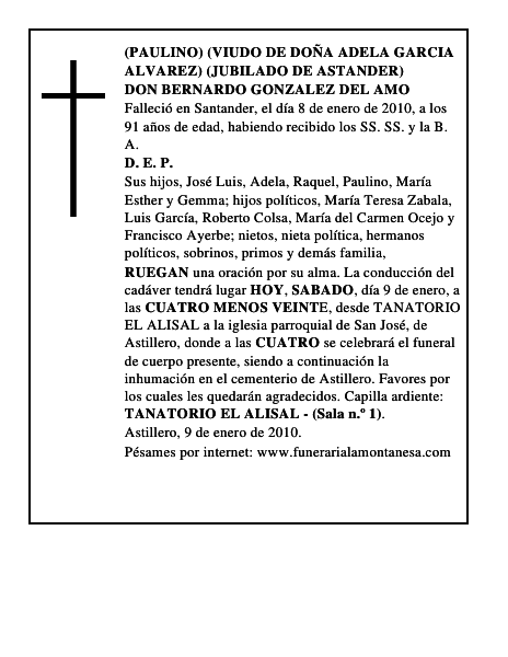 DON BERNARDO GONZALEZ DEL AMO