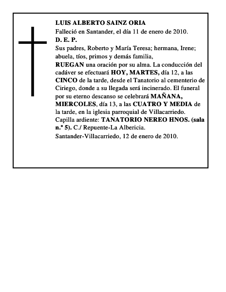 LUIS ALBERTO SAINZ ORIA