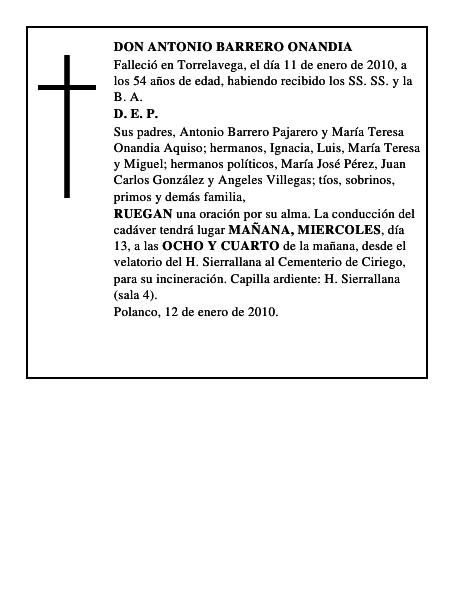 DON ANTONIO BARRERO ONANDIA