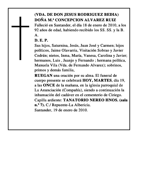 DOÑA M.ª CONCEPCION ALVAREZ RUIZ