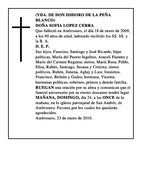 DOÑA SOFIA LOPEZ CERRA