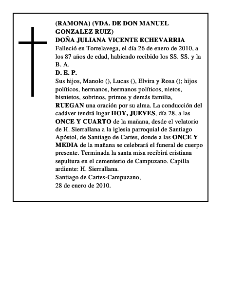 DOÑA JULIANA VICENTE ECHEVARRIA