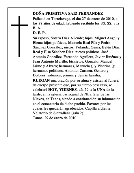 DOÑA PRIMITIVA SAIZ FERNANDEZ