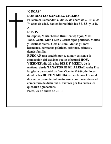 DON MATIAS SANCHEZ CICERO