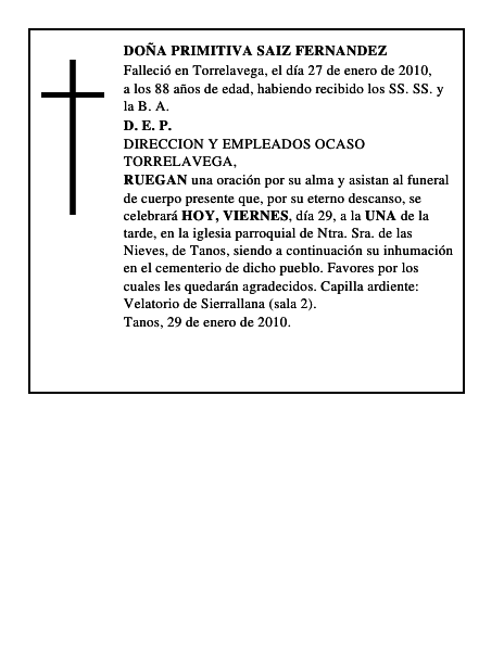 DOÑA PRIMITIVA SAIZ FERNANDEZ