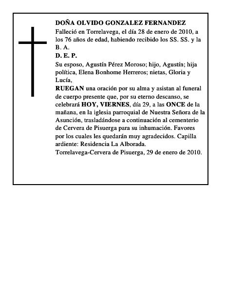 DOÑA OLVIDO GONZALEZ FERNANDEZ