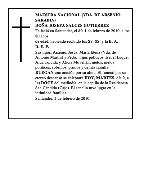 DOÑA JOSEFA SALCES GUTIERREZ