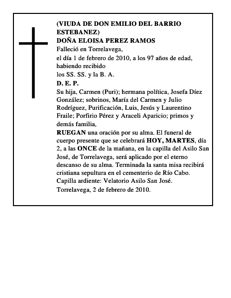 DOÑA ELOISA PEREZ RAMOS